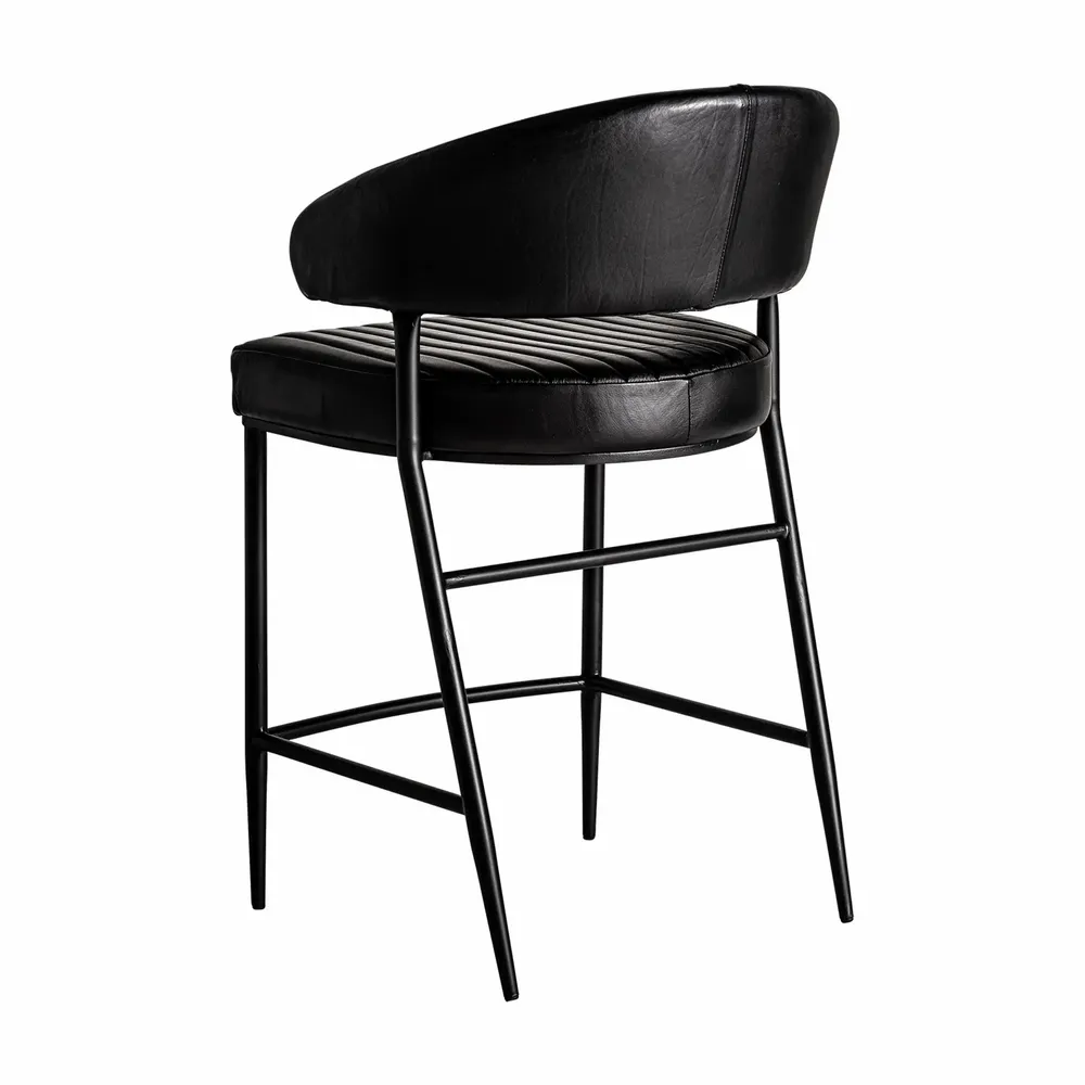 Tabourets - Tabouret en peau noir 55x59x93 cm - VICAL