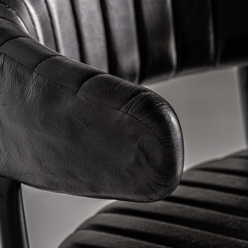 Tabourets - Tabouret en peau noir 55x59x93 cm - VICAL