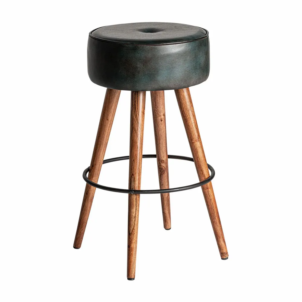 Stools - Black acacia wood stool 40x40x69 cm - VICAL
