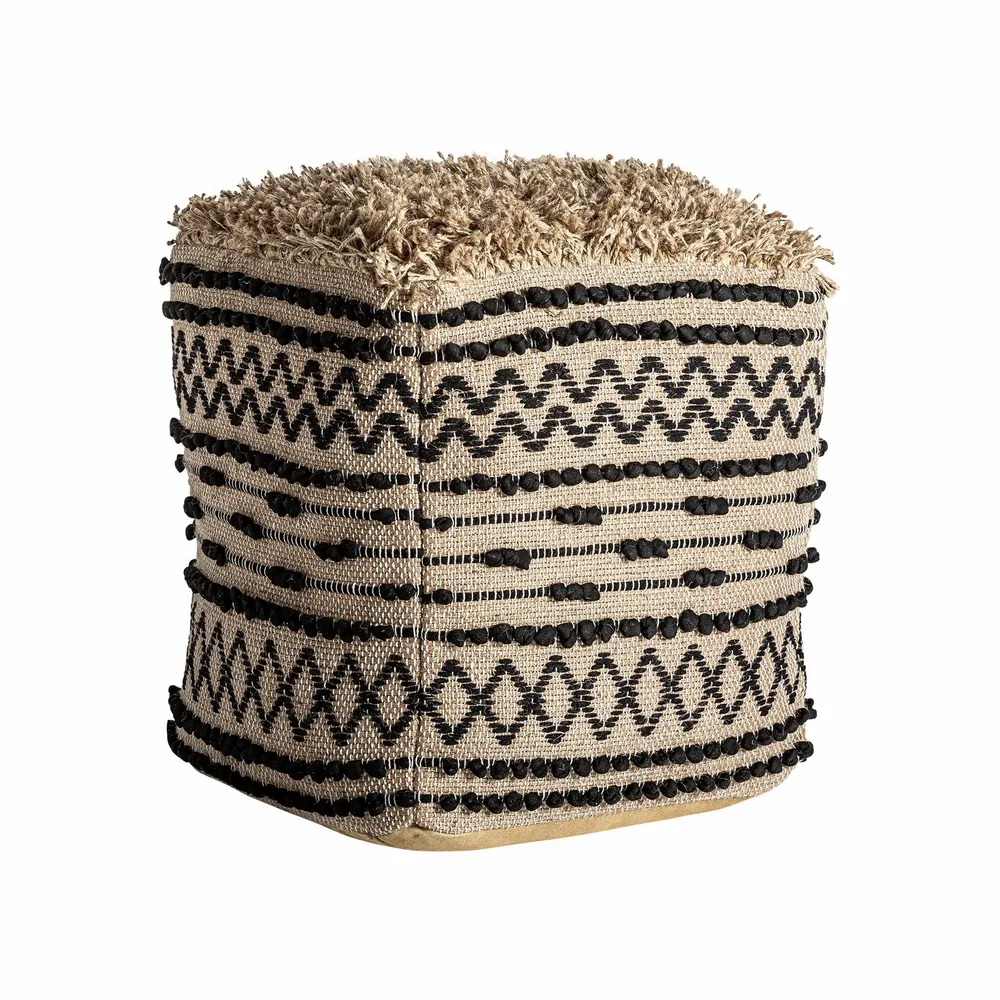 Footrests - Black jute puff 45x45x47 cm - VICAL