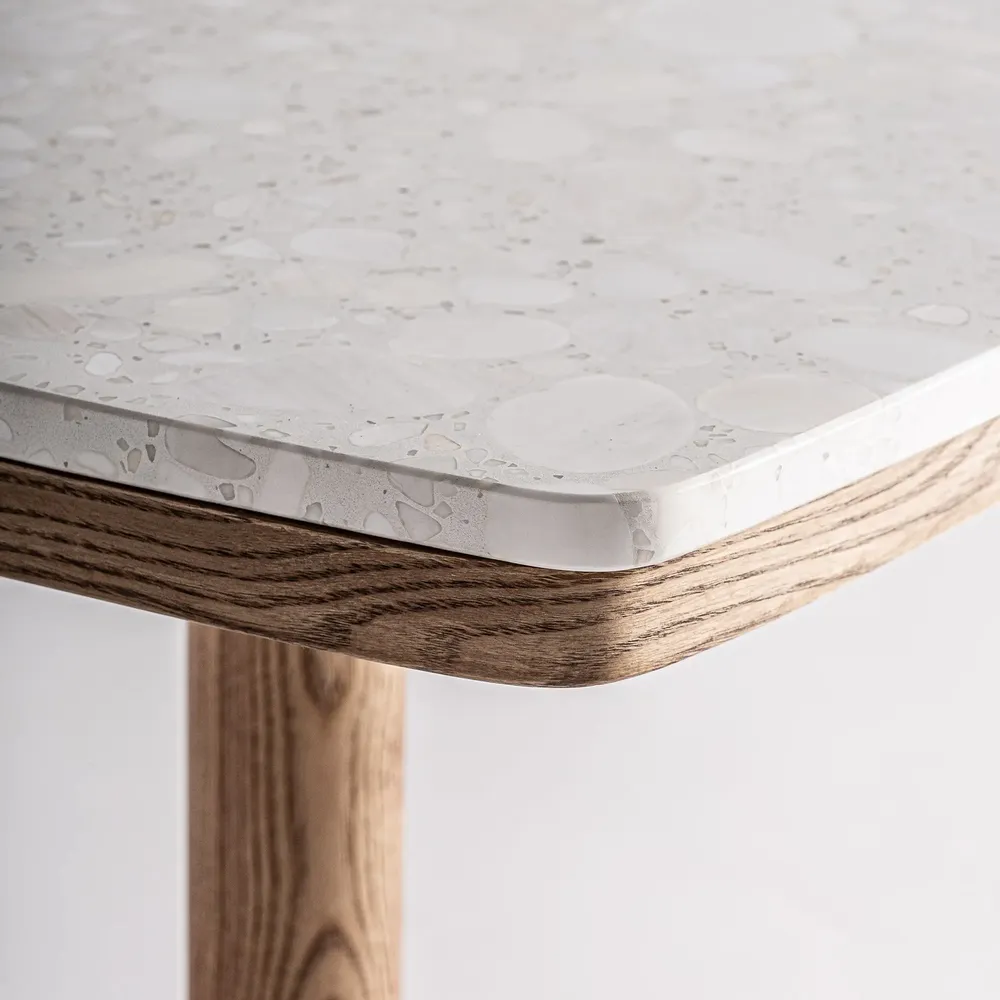 Autres tables  - Table de bar en terrazzo blanc 50x50x66 cm - VICAL
