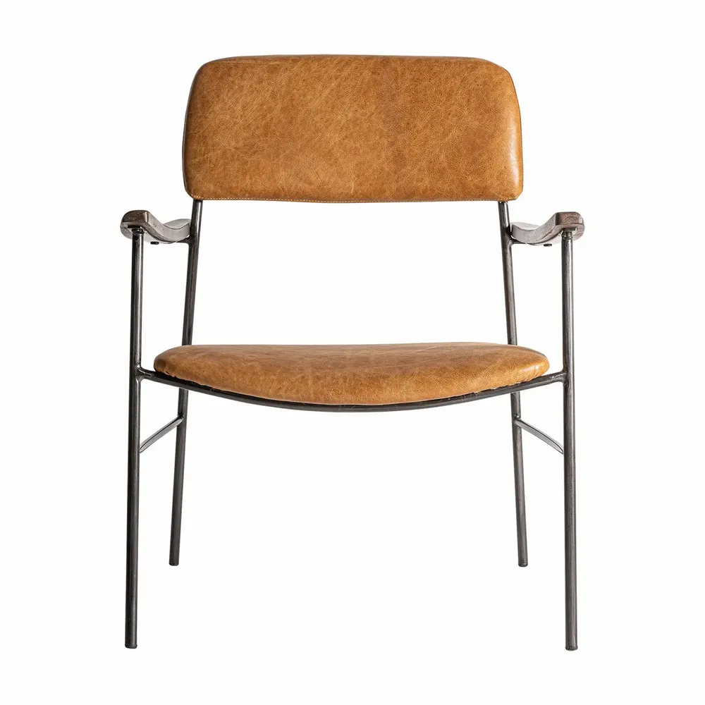 Armchairs - Brown skin armchair 62x70x81 cm - VICAL