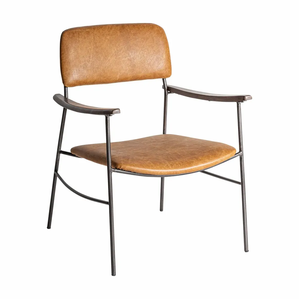 Armchairs - Brown skin armchair 62x70x81 cm - VICAL