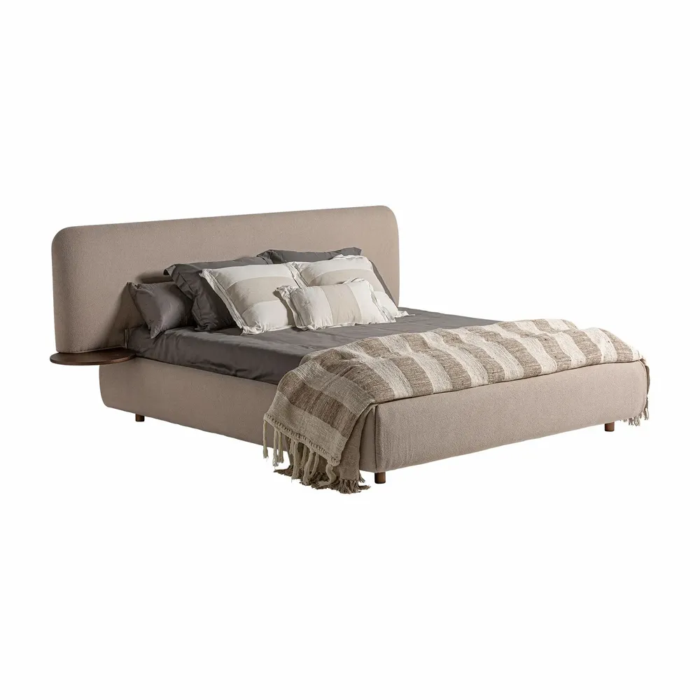 Beds - Beige linen bed 253x224x103 cm - VICAL