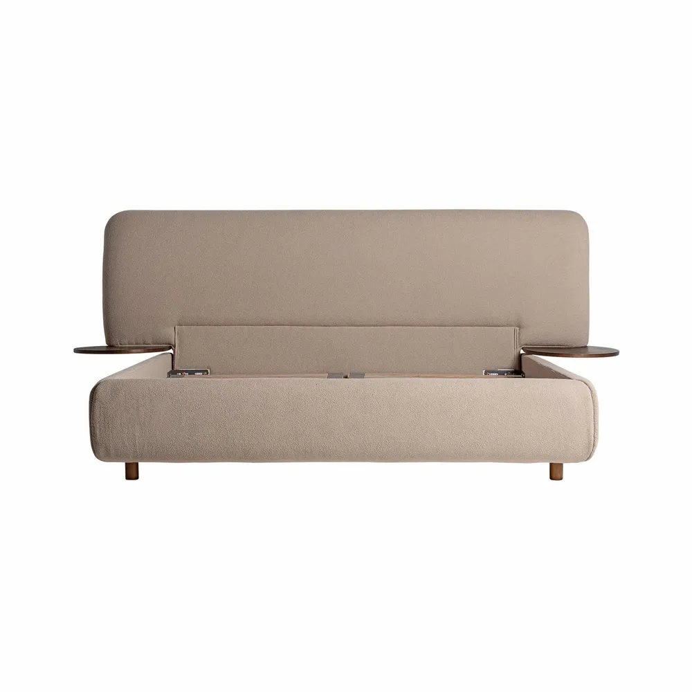 Beds - Beige linen bed 253x224x103 cm - VICAL