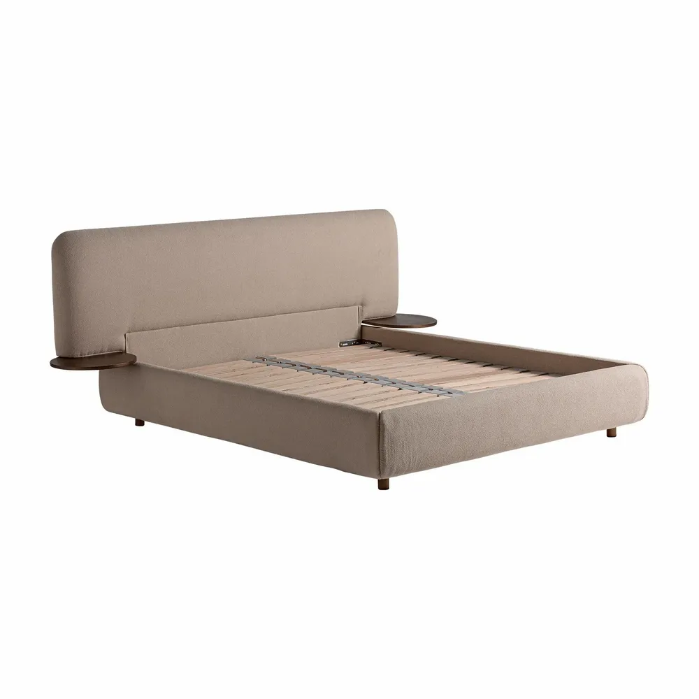 Beds - Beige linen bed 253x224x103 cm - VICAL