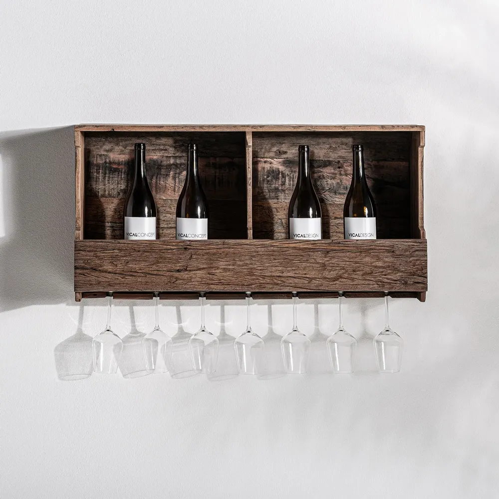 Autres tables  - Casiers à vin en bois récupéré marron 90x21x47 cm - VICAL