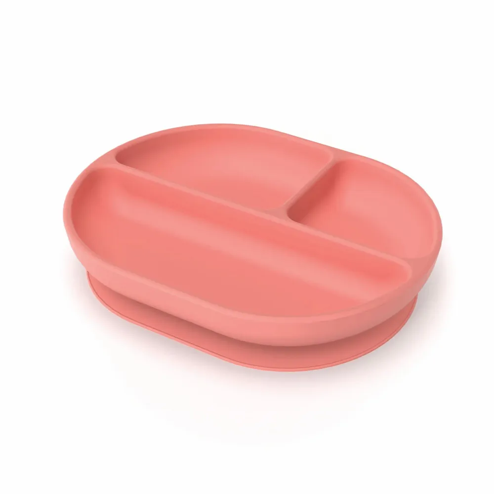 Repas pour enfant - Assiette compartimentée en silicone - Corail - EKOBO