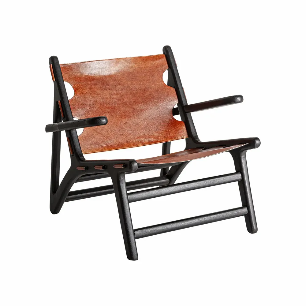 Fauteuils - Fauteuil en bois de mangue noir 76x82x76 cm - VICAL