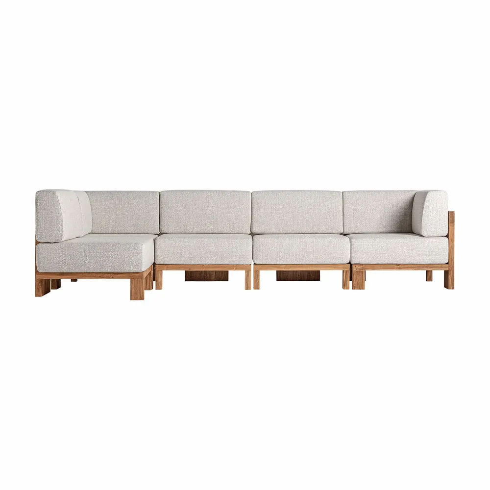 Sofas - Central sofa module in brown railway wood 81x86x83 cm - VICAL