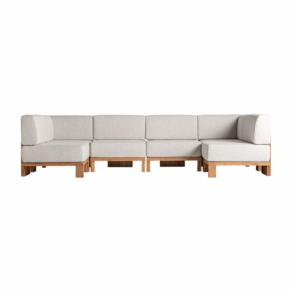 Sofas - Central sofa module in brown railway wood 81x86x83 cm - VICAL