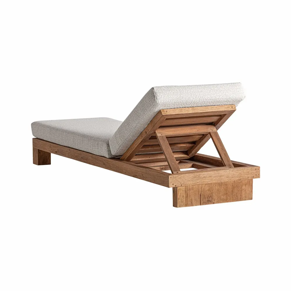 Sofas - Brown teak wood lounge chair 200x60x35 cm - VICAL