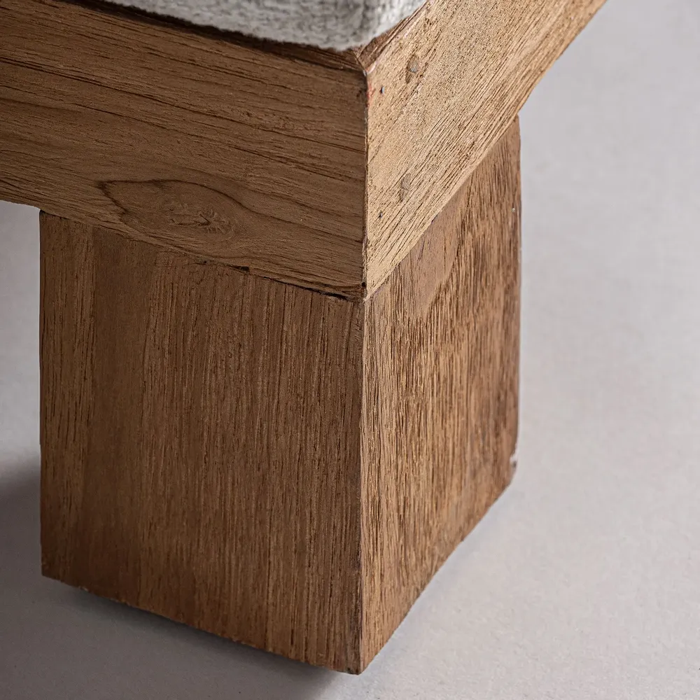 Sofas - Brown teak wood lounge chair 200x60x35 cm - VICAL