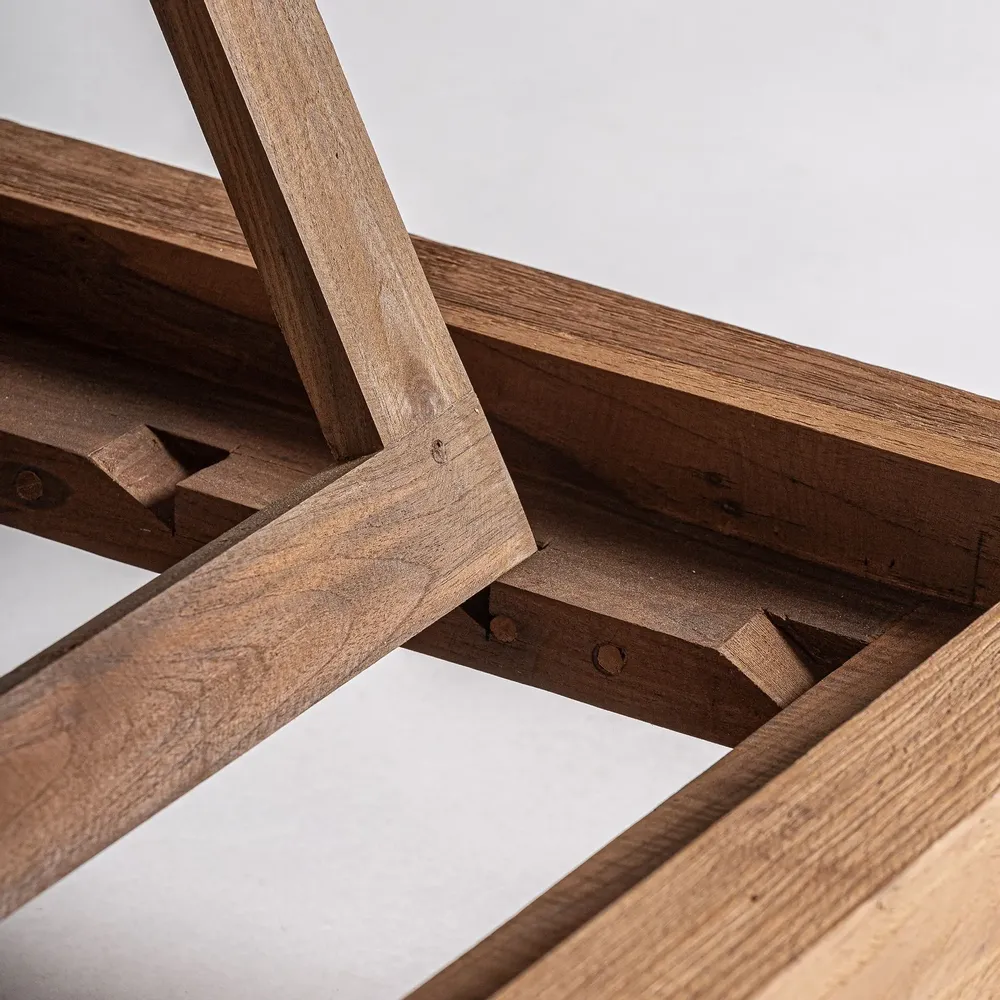 Sofas - Brown teak wood lounge chair 200x60x35 cm - VICAL