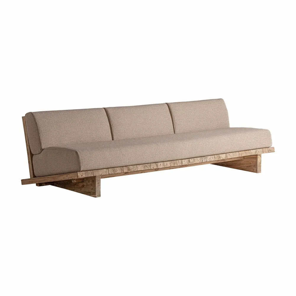 Sofas - Brown railway wooden sofa 265x101x80 cm - VICAL