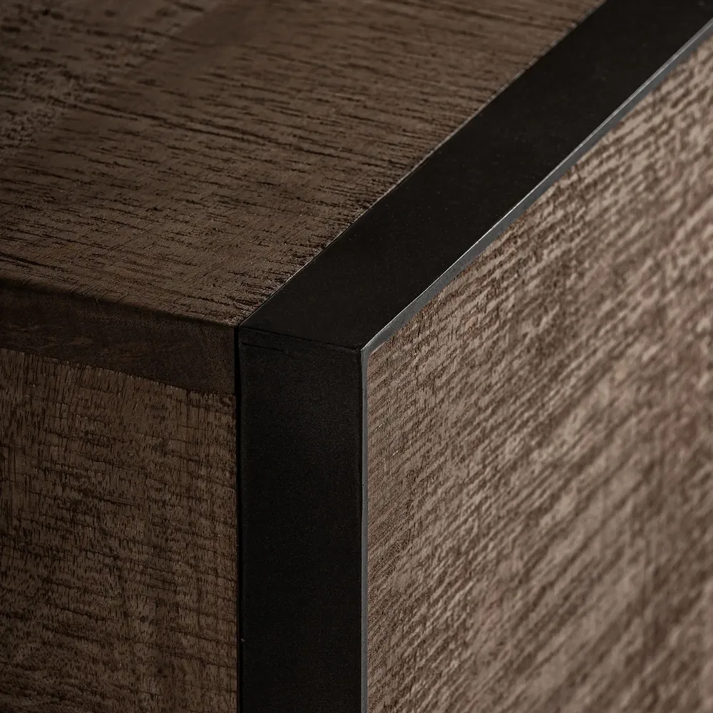 Buffets - Buffet en bois de mangue noir 200x44x82 cm - VICAL