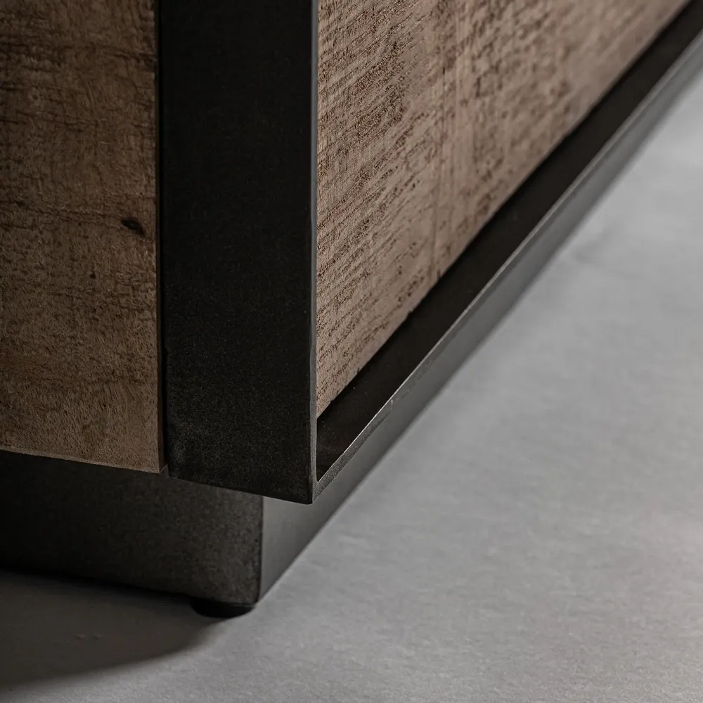 Buffets - Buffet en bois de mangue noir 200x44x82 cm - VICAL