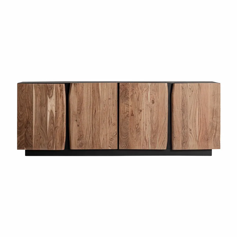 Buffets - Buffet en bois d´acacia noir 220x44x81 cm - VICAL