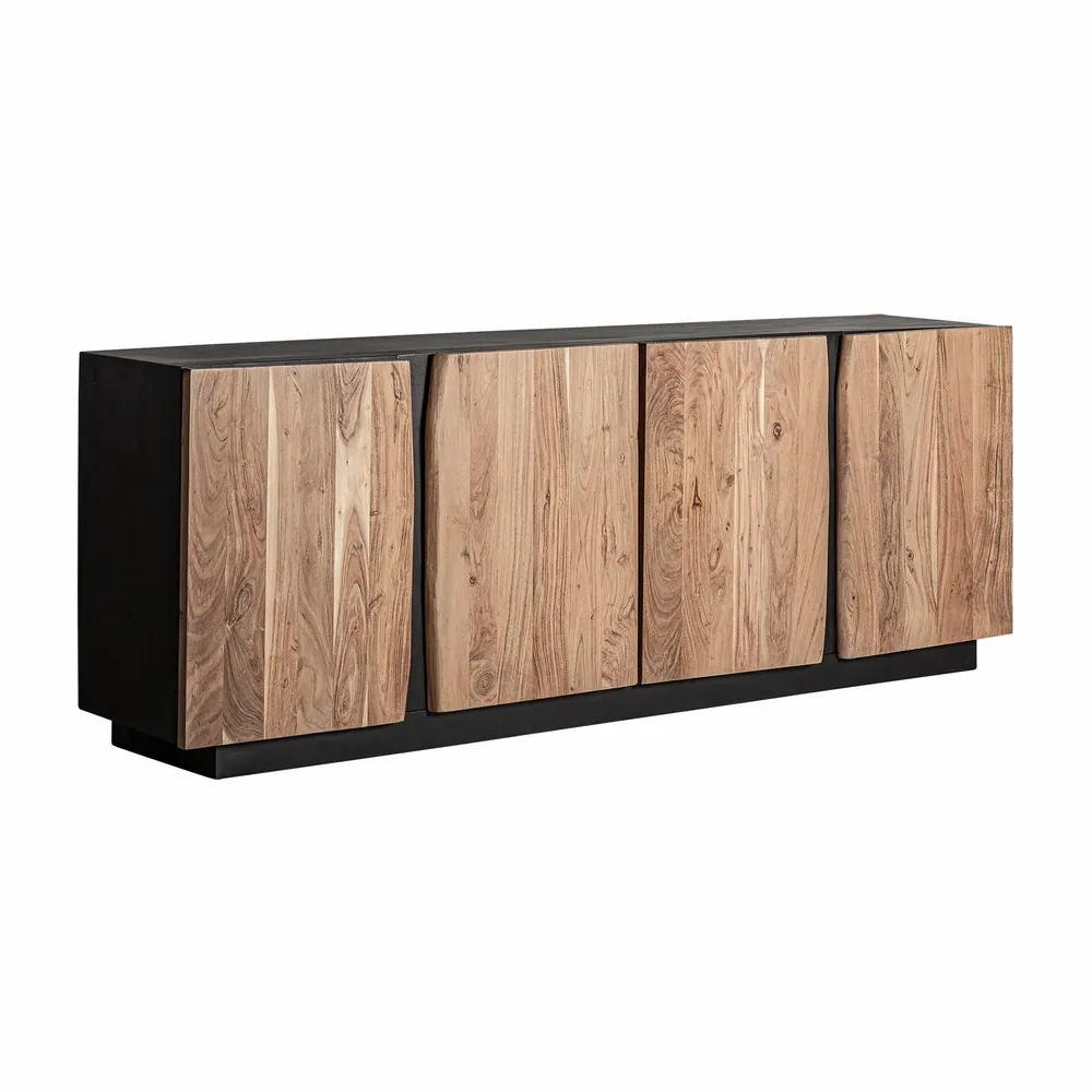Buffets - Buffet en bois d´acacia noir 220x44x81 cm - VICAL