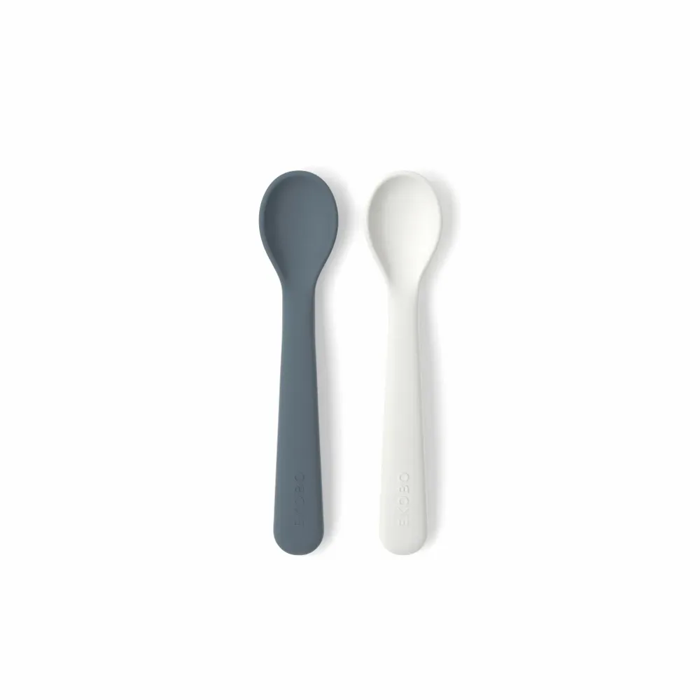 Children's mealtime - Silicone Spoon Set - Cloud / Storm - EKOBO