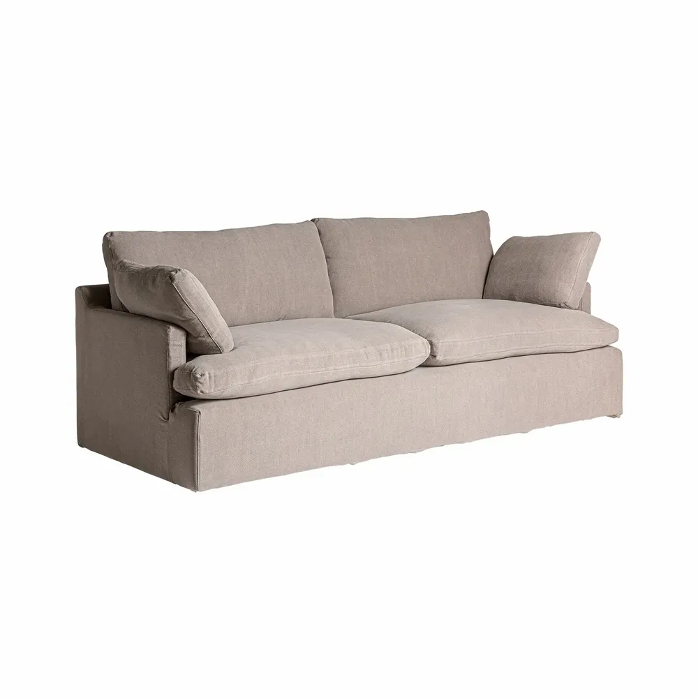 Sofas - Gray linen sofa 210x100x89 cm - VICAL
