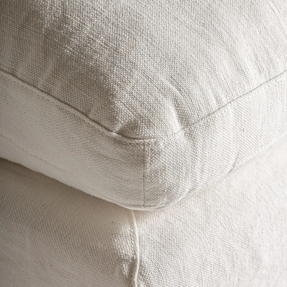 Canapés - Repose-pieds module canapé en lin blanc 90x90x48 cm - VICAL