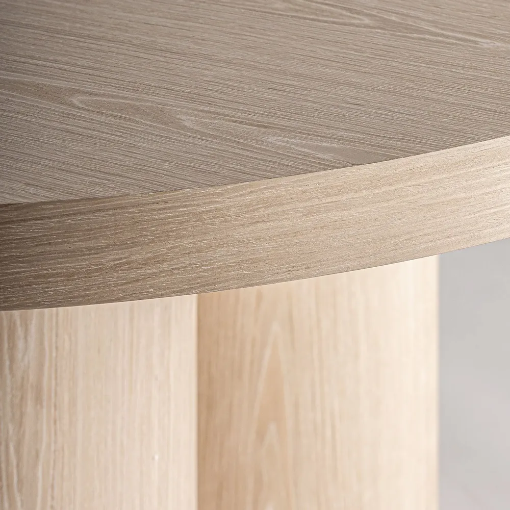 Tables Salle à Manger - Table salon en bois de chêne crème 150x150x76 cm - VICAL