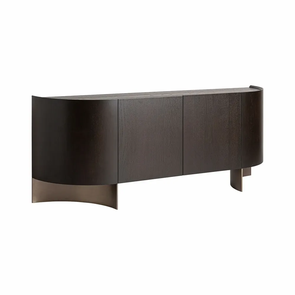 Sideboards - Brown oak wood sideboard 220x50x86 cm - VICAL