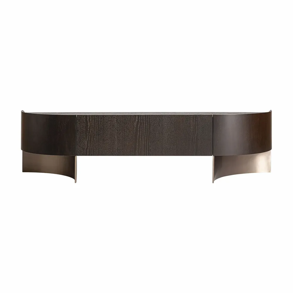 TV stands - Brown oak wood TV cabinet 200x50x51 cm - VICAL