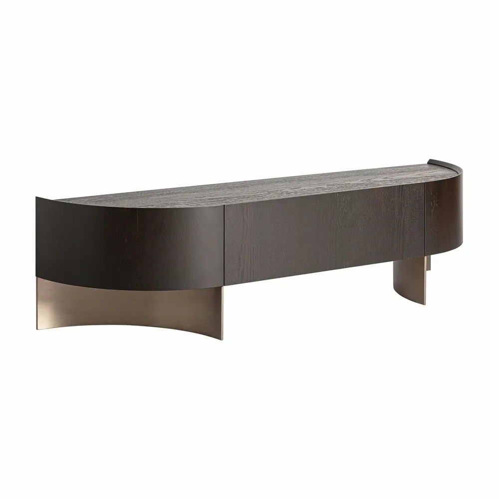 TV stands - Brown oak wood TV cabinet 200x50x51 cm - VICAL