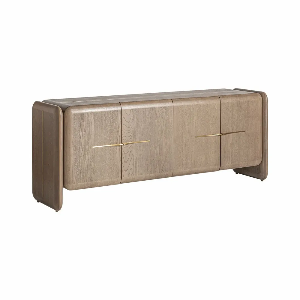 Sideboards - Brown oak wood sideboard 210x52x80 cm - VICAL