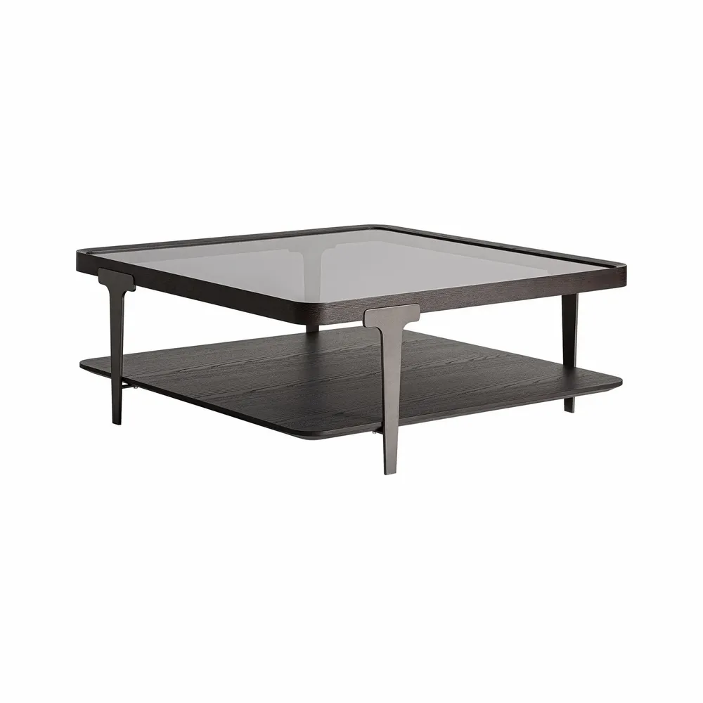 Coffee tables - Black ash wood coffee table 100x100x40 cm - VICAL
