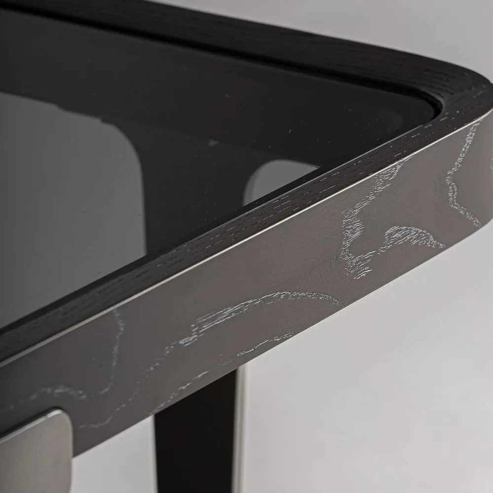 Coffee tables - Black ash wood coffee table 100x100x40 cm - VICAL