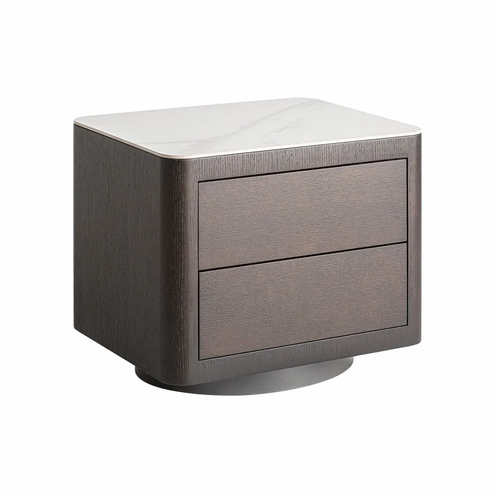 Night tables - Brown MDF wooden bedside table 55x45x47 cm - VICAL