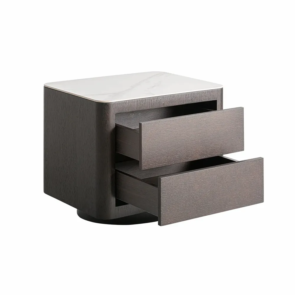 Night tables - Brown MDF wooden bedside table 55x45x47 cm - VICAL