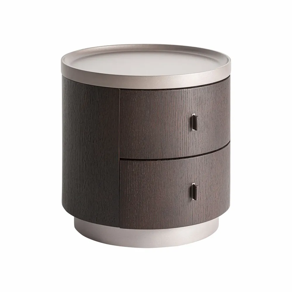Night tables - Brown counter-veneered wooden bedside table 50x50x49 cm - VICAL