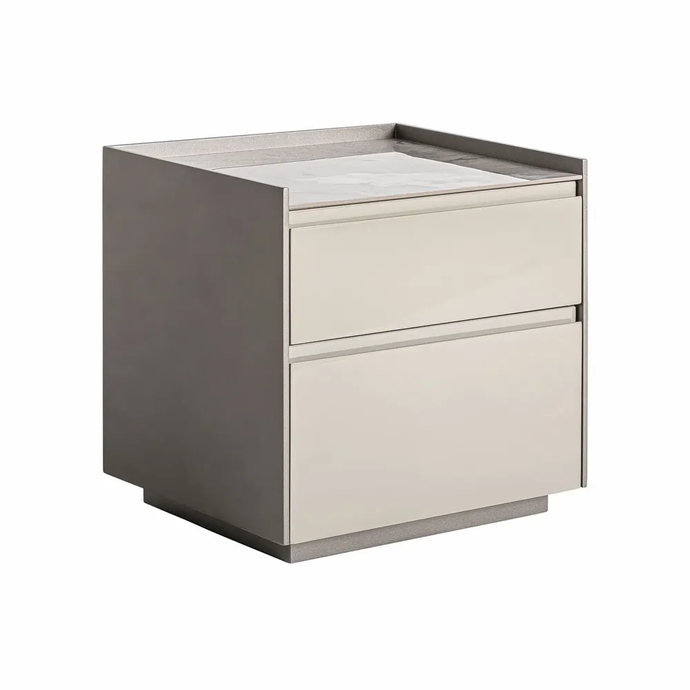 Night tables - Bedside table in beige MDF wood 53x43x50 cm - VICAL