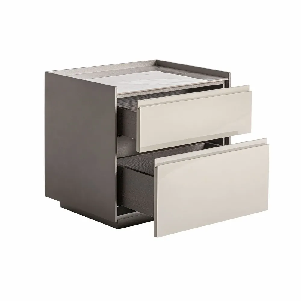 Night tables - Bedside table in beige MDF wood 53x43x50 cm - VICAL