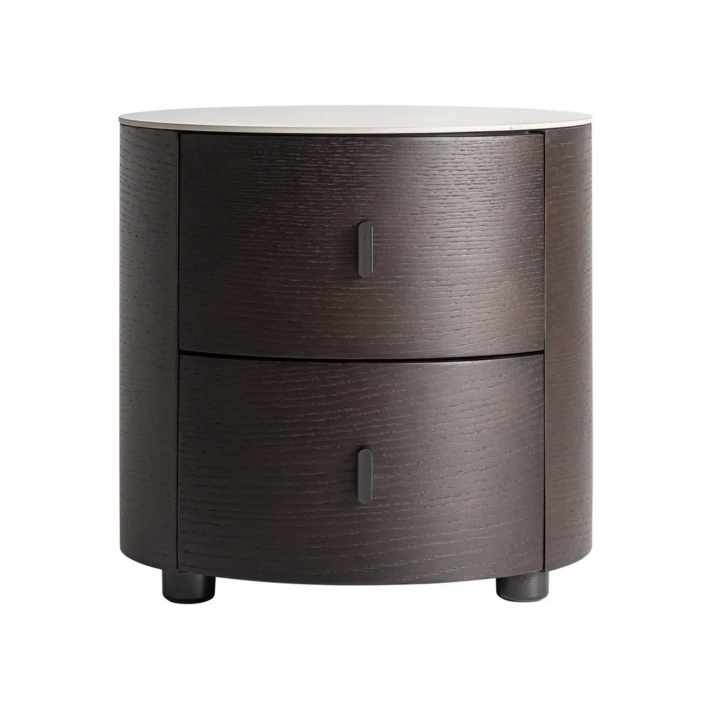 Night tables - Brown counter-veneered wooden bedside table 45x45x43 cm - VICAL