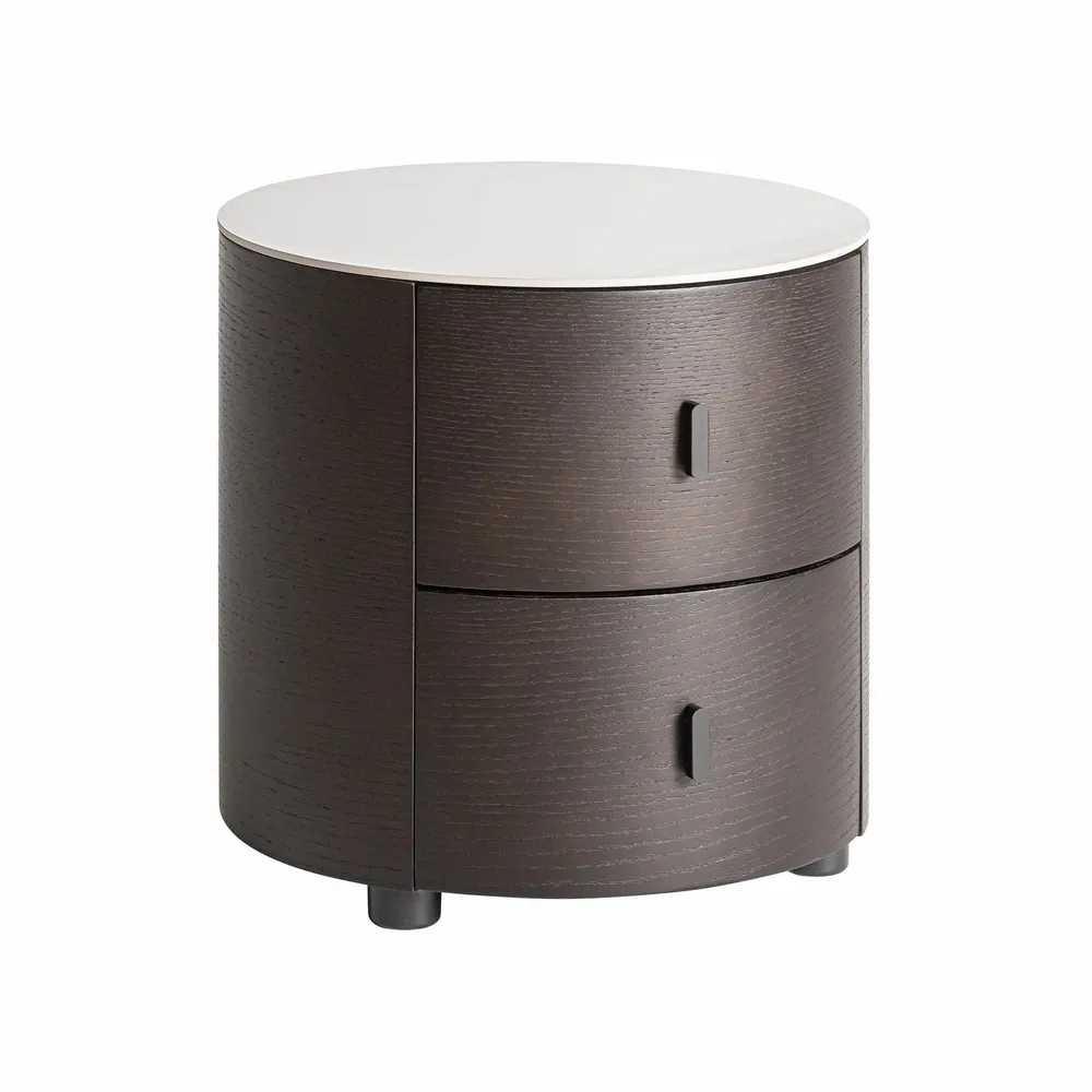 Night tables - Brown counter-veneered wooden bedside table 45x45x43 cm - VICAL