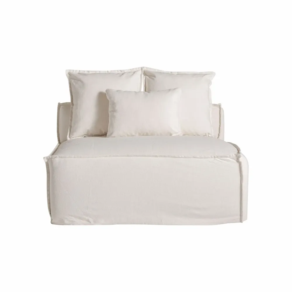 Sofas - Central sofa module in white linen 112x110x85 cm - VICAL