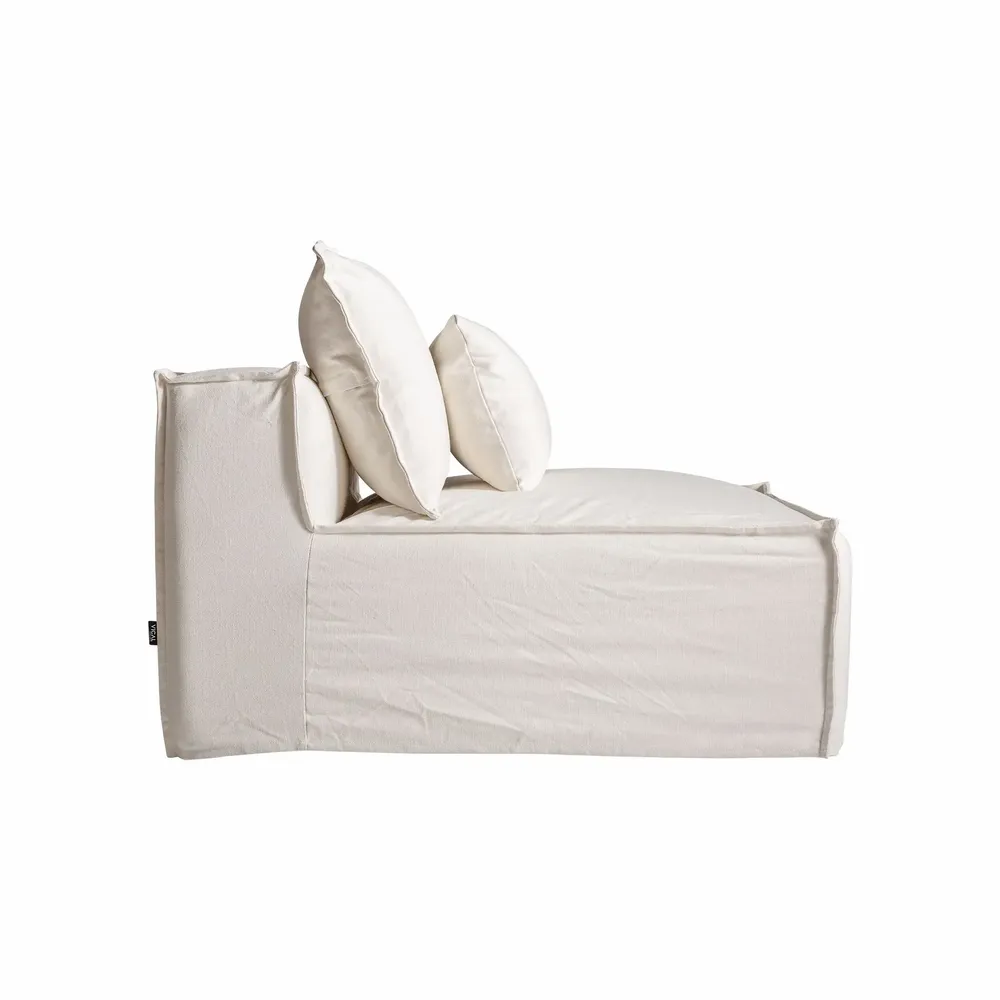 Sofas - Central sofa module in white linen 112x110x85 cm - VICAL