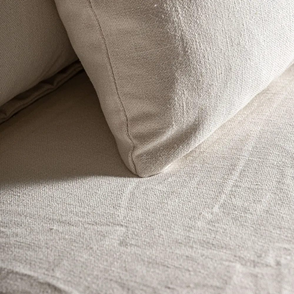 Sofas - Central sofa module in white linen 112x110x85 cm - VICAL