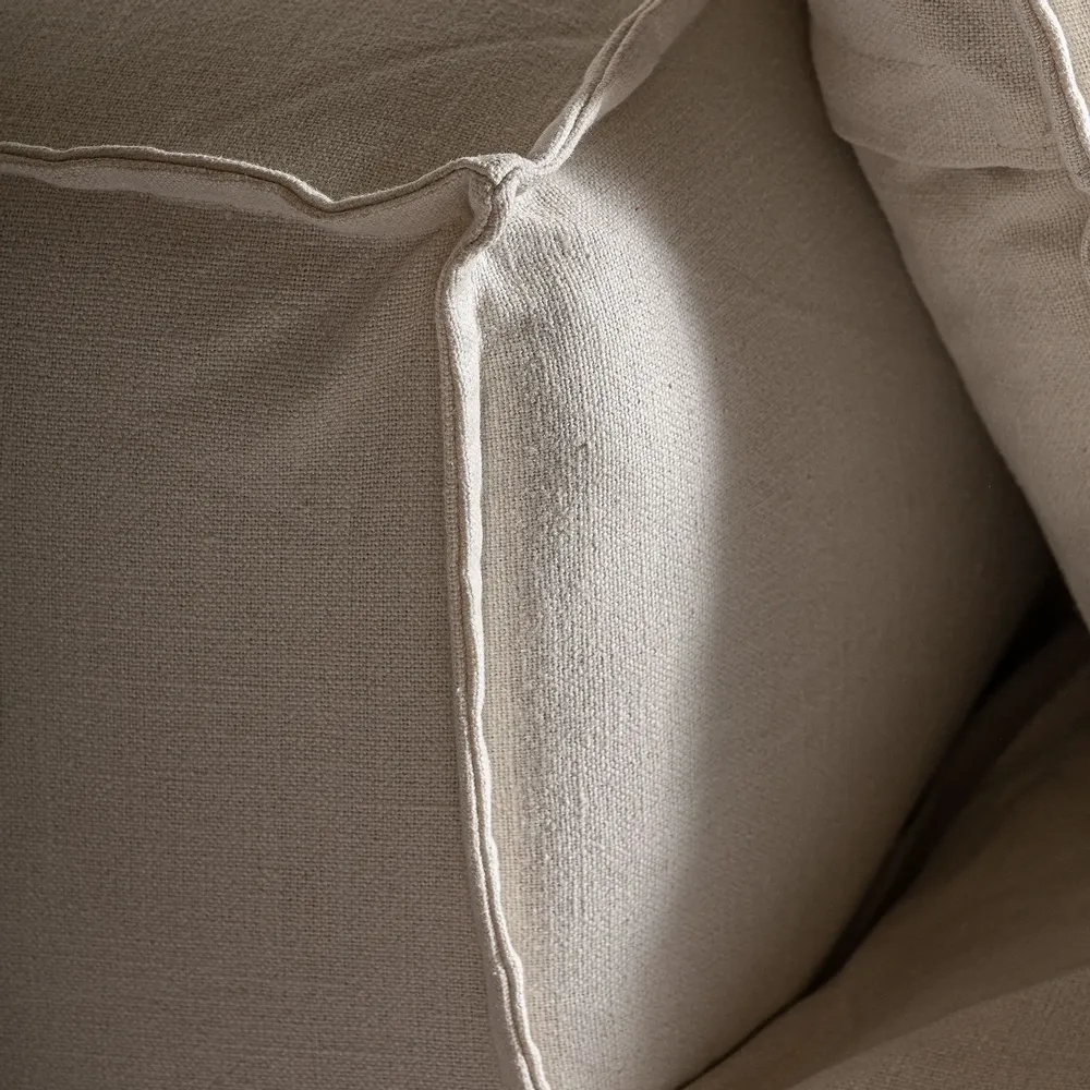 Sofas - Central sofa module in white linen 112x110x85 cm - VICAL