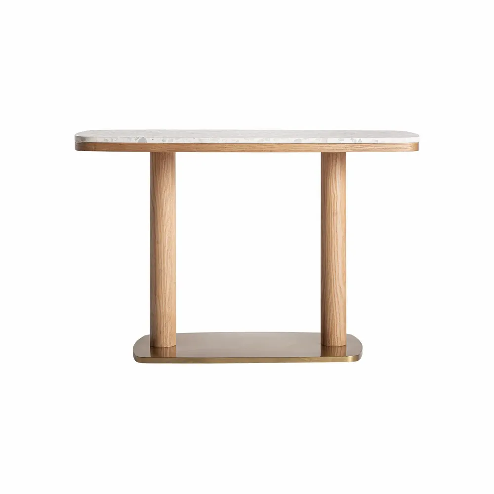 Autres tables  - Table de bar en terrazzo blanc 120x60x77 cm - VICAL