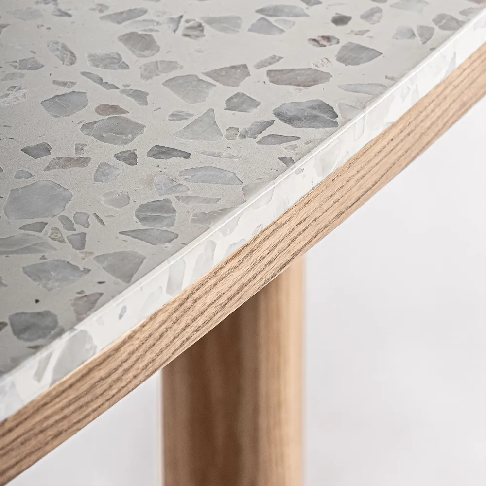 Autres tables  - Table de bar en terrazzo blanc 120x60x77 cm - VICAL