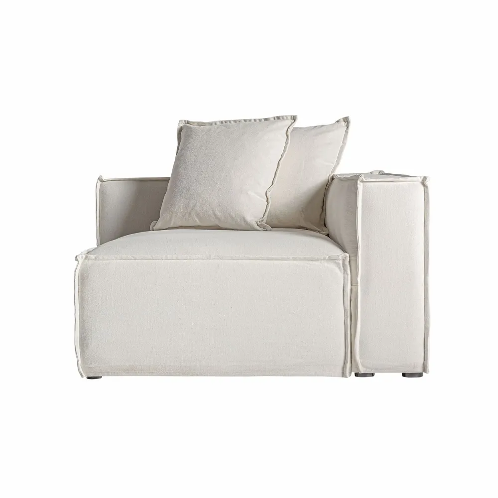 Sofas - White linen corner 110x110x85 cm - VICAL
