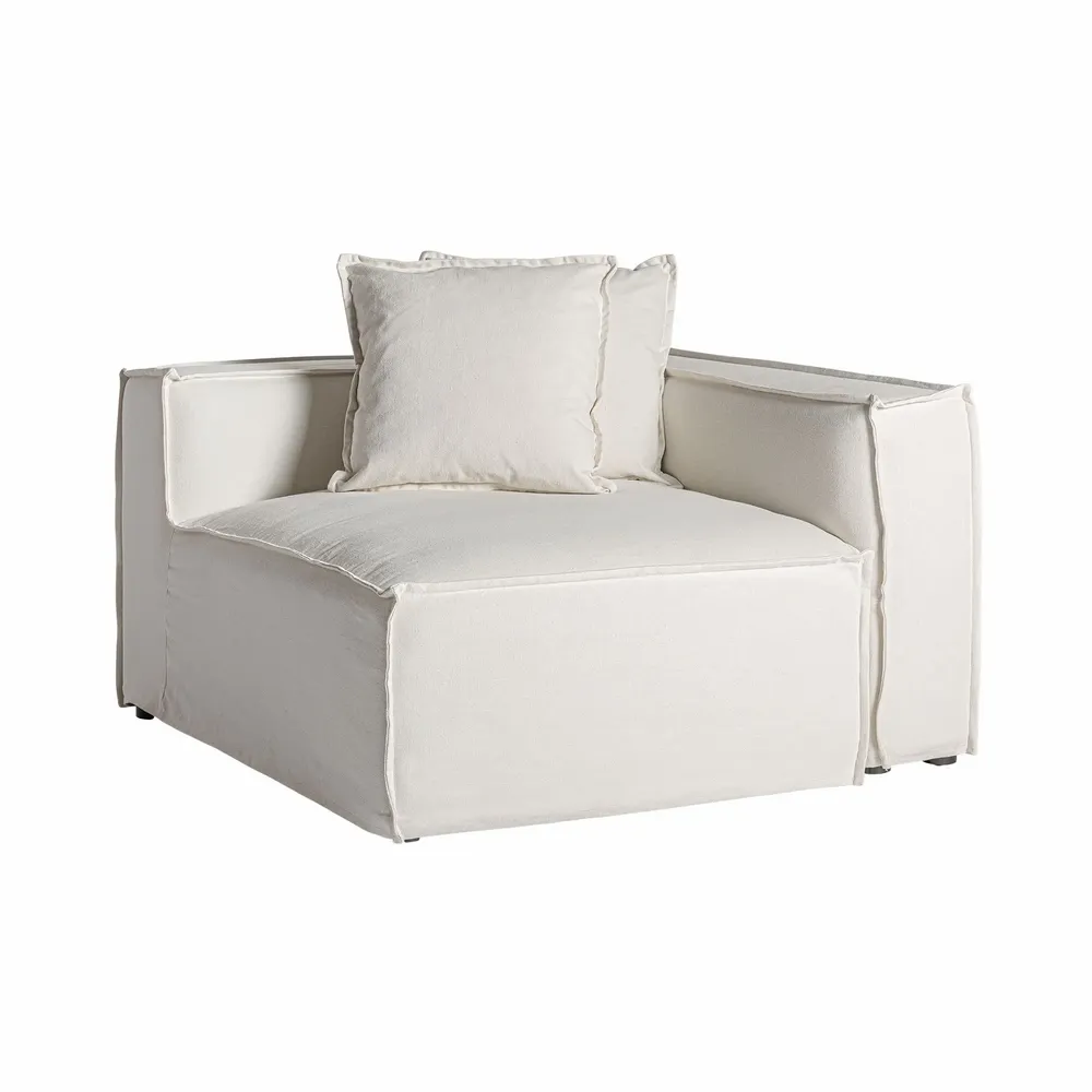 Sofas - White linen corner 110x110x85 cm - VICAL