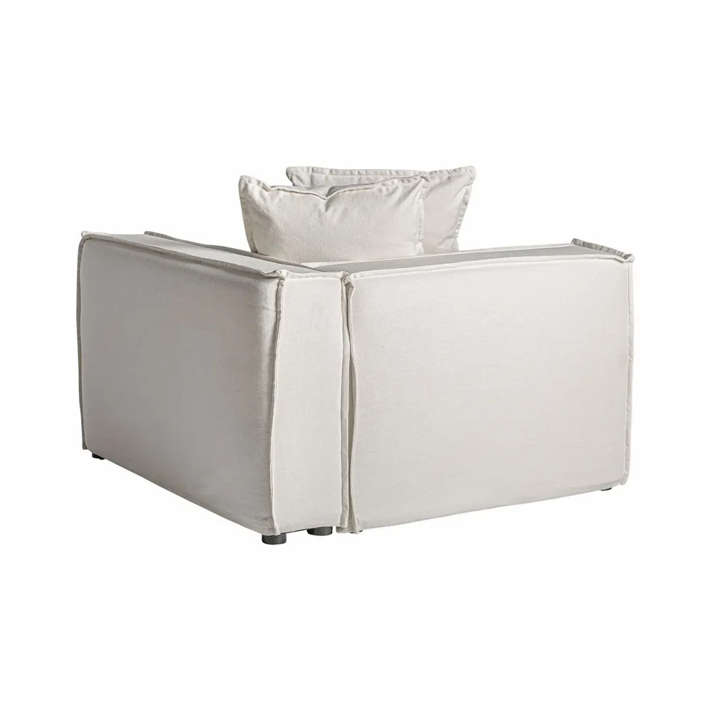 Sofas - White linen corner 110x110x85 cm - VICAL