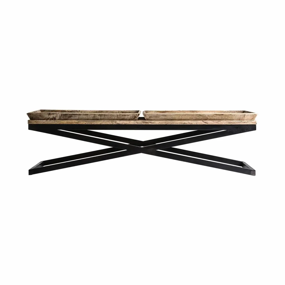 Coffee tables - Coffee table in aged black iron in 162x60x41 cm - VICAL